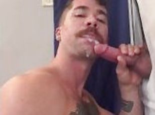 Young married guy comes to my gloryhole after work to give me a big...