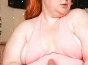 gros-nichons, grosse, masturbation, amateur, ados, jouet, belle-femme-ronde, joufflue, rousse, point-de-vue