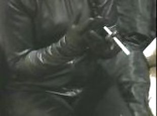 Leather Gloves Harsh Handjob Huge Cumshot