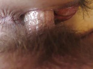 CREAMY SIDE FUCK ends in CUMSHOT on LABIA - all natural milf hairy ...