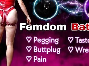 Femdom Battle Arena! Mixed Wrestling Pegging Taste Test BDSM Bondag...