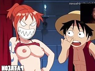 Nami tries to take Luffy's treasure and ends up getting fucked and filled with cum uncensored remake