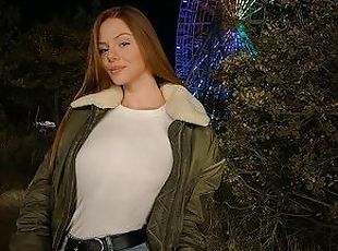 Aphrodite on a first date on the Ferris Wheel  PUBLIC blowjob POV  ...