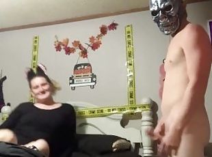 Daddy Monster Fucks Kitty Cats Throat And Pussy At A Halloween Cost...