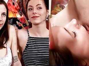 cona-pussy, amador, lésbicas, alemão, beijando, natural, morena, tatuagem