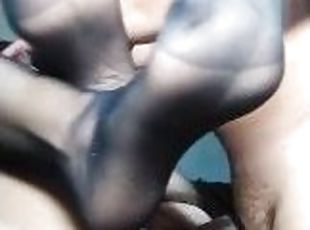 NYLON SEX, I DID SQUIRT ON MY FOOT SLAVE FACE AND LET HIM FUCK ME H...