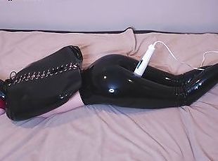 Tiny Bondage Slut Trying To Get Off In A Latex Armbinder And Breath...