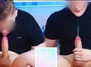 My first ever Self-suction with lots of saliva and cum - Yan Pink