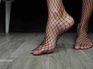 maigre, black, esclave, pieds, bas, résille, fétiche, domination, géant, en-nylon