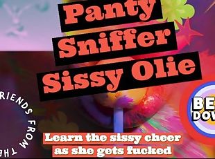 Panty Sniffer Sissy Olie Learns a cheer to use when things get horn...