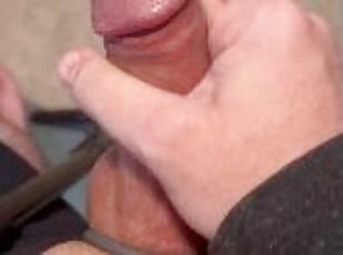 Stroking and cumming with a cock ring