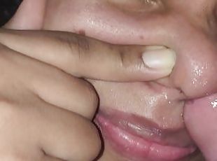 Fucking my love's throat until she drinks my cum through her nose 0...