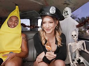 Halloween perversions lead blonde slut to insane interracial perver...