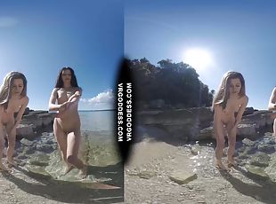 Sunny Beach Afternoon Nude Sunbathing And Searching For Shells On V...