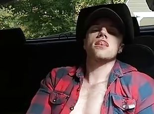 Hot stud masturbates in the truck