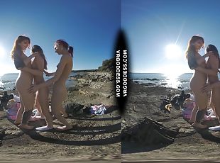 3 Hot Girls Getting Naked On Beach During Winter Making Fire Eating...