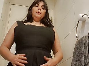 Sexy stepmom masturbates in the bathroom
