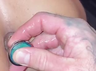 Horny amateur fucked with toys, sucks cock for a facial