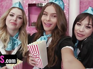 Three Naughty Waitresses Aria Valencia, Nicole Aria & Riley Reign Want To Earn Bigger Tips