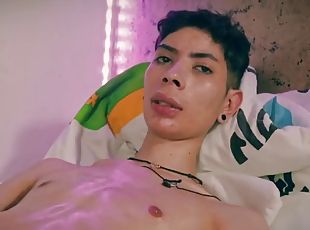 Hot Skinny Twink Magic C Jerking His Big Cut Cock with Oil Shooting...