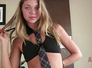 Petite blonde teen Jessie Andrews masturbating after finishing with...