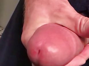 Slow motion Big cut white cock jerk for cumshot