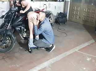 Cute Girl Comes For A Service On Her Motorcycle And Gets A Full Anal