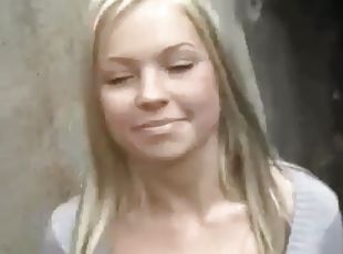 Public handjob with blonde