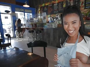 The Cafe Waitress Gets Creampied in POV