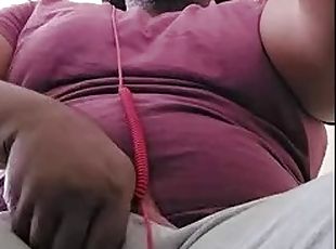 Sexy BBC bear spits on his cock and cums hard!