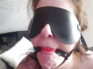 BLINDFOLDED AND BALL GAGGED WIFE GETS FUCKED WITH A MESSY FACIAL FINISH