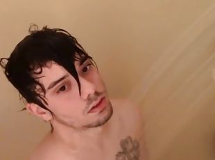 bañando, masturbación, gay, ducha