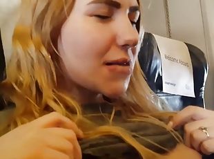 NEW PUBLIC AIRPLANE Handjob and Blowjob