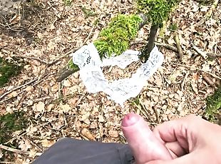 Thong found in the forest and cum covered