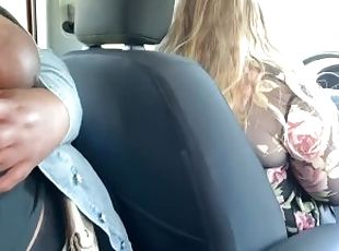 Babygirl black BBW sucks Daddy's cock while wife drives, shows big ...