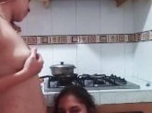 I fuck my girlfriend's pussy with my strap-on and then she sucks my...