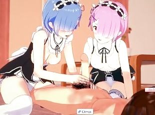 3D/Anime/Hentai. Re:ZERO Starting Life in Another World: Rem & Ram fucked in threesome!!!