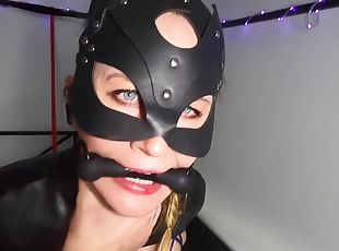 Full Length! Slutty Bondage Milf Skye Gets Leather Armbinder Nipple...