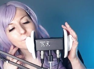 SFW ASMR - Ear Eating, Nibbling, Tingly Trigger Sounds - PASTEL ROSIE Safe For Work 3Dio Mic Licking