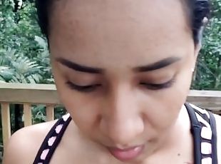 utendørs, amatør, babes, blowjob, cumshot, hardcore, latina, creampie, par, pov