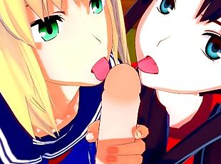 Fate/Stay Night: Fucking Rin and Saber at the Same Time (3D Hentai ...