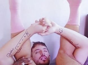 hårete, svær, amatør, stor-pikk, interracial, homofil, creampie, tattoo, pikk