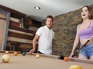 Wild fucking on the pool table with hot ass babe Kenzie Madison