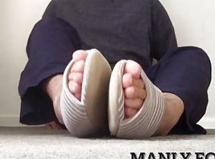 Comfortable soft slippers for my seductive male feet - Feel so safe...