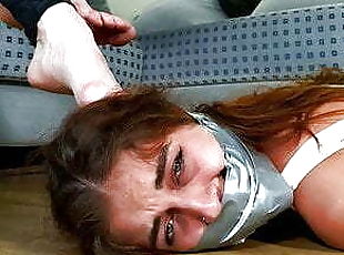 Bad girl humiliates her boyfriend (hogtied)