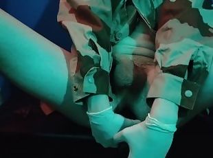 Straight Military Twink plays with a huge dildo while jerking off a...