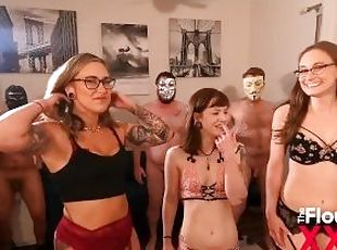 Orgy V for Vendetta Theme Part 1 featuring Red August, Ophelia Kaan and Karlee Paige