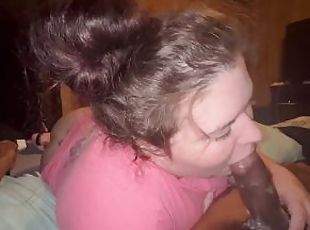 fru, avsugning, gigantisk-kuk, deepthroat, creampie, svart, bbw, sväljer, slyna, sprut