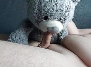 je baise la bouche de mon nouveau ours en peluche