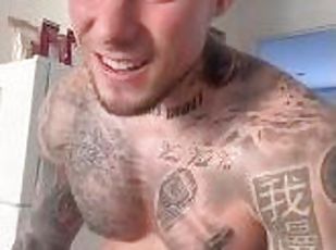 Muscle Tattooed Guy with FAT COCK talk dirty to you BoyGym